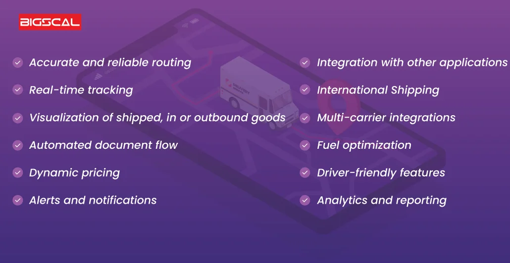 Features of Transportation and logistics app