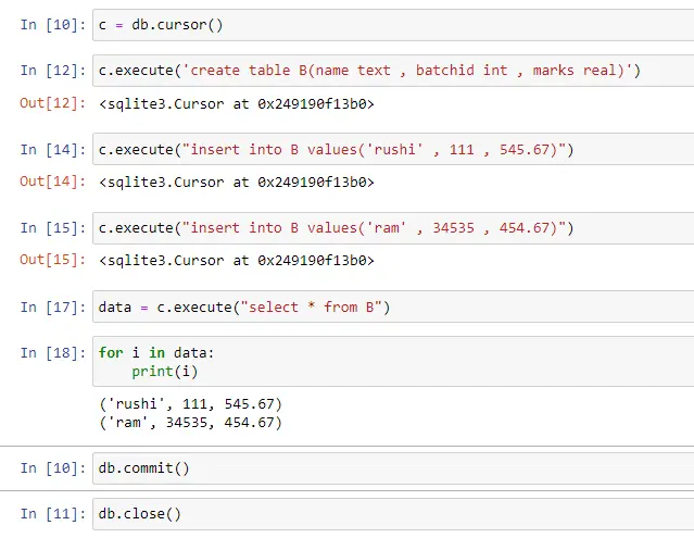 execute sql queries